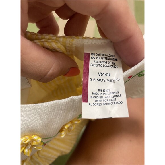 Little Bitty 3-6 Months Vintage Yellow Butterfly Dress and Bloomers Eyelet Lace - Picture 8 of 10